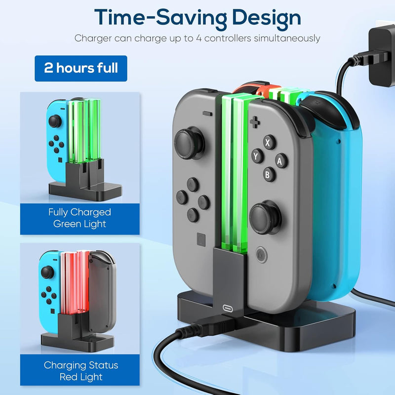 FYOUNG Switch Controller Ladestation Kompatibel mit Nintendo Switch/Switch OLED Modell Joy Con, Quad