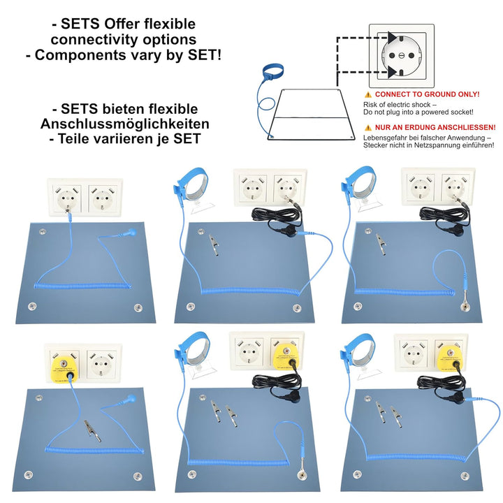 Minadax 60 x 50cm Antistatik ESD Computer Matte Tischmatte „Premiumqualität“ inkl. Manschette + 2,4m