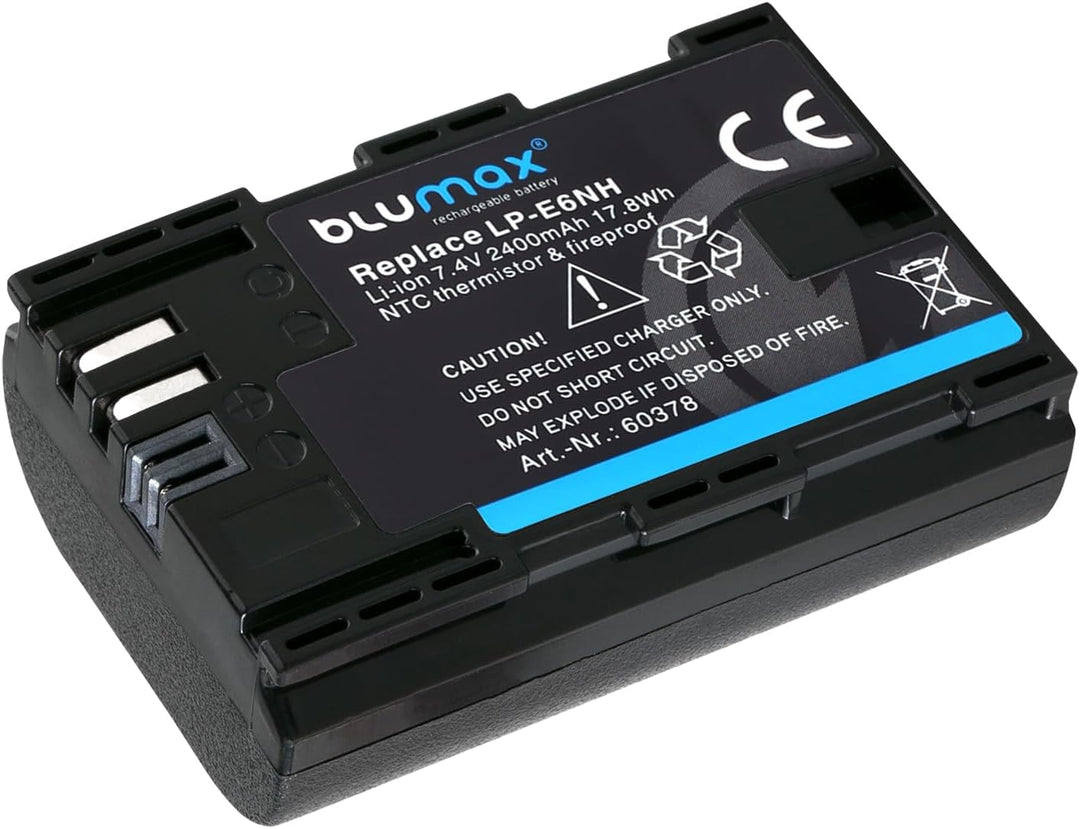 2X Blumax Akku kompatibel mit Canon LP-E6NH (2400mAh) mit Infochip - NTC-Sensor &amp; V1-Gehäuse - kompa