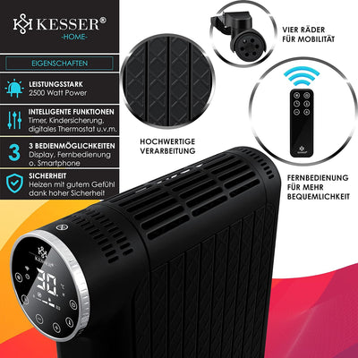 KESSER® Ölradiator 2500W Elektrische Heizung Heizkörper Elektroheizung energiesparend mit Display Wi