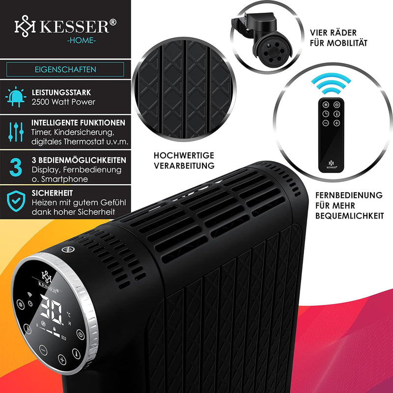 KESSER® Ölradiator 2500W Elektrische Heizung Heizkörper Elektroheizung energiesparend mit Display Wi