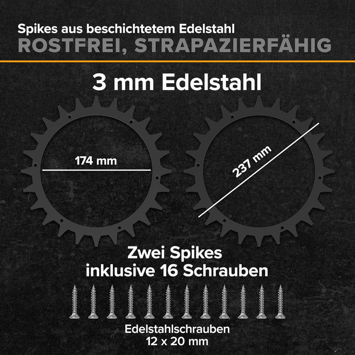 ROBO CLAWS Edelstahl Spikes Premium Black Worx L & Vision Modelle 3 mm stark Mähroboter Spikes Entgr