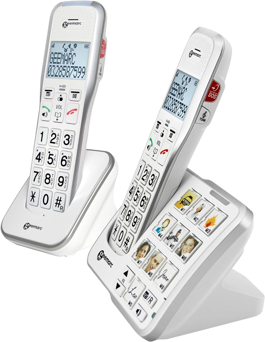 Geemarc Amplidect 595 Photo Duo - Verstärkte Festnetztelefone mit SOS-Funktion, starkem Klingelton u