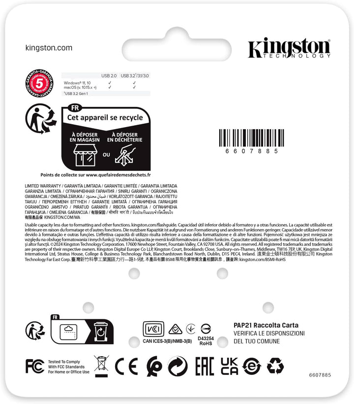 Kingston DataTraveler SE9 Gen 3-64GB - 220MB/s beim Lesen - Metall - USB-Stick 3.2 Gen 1 - Dunkles N