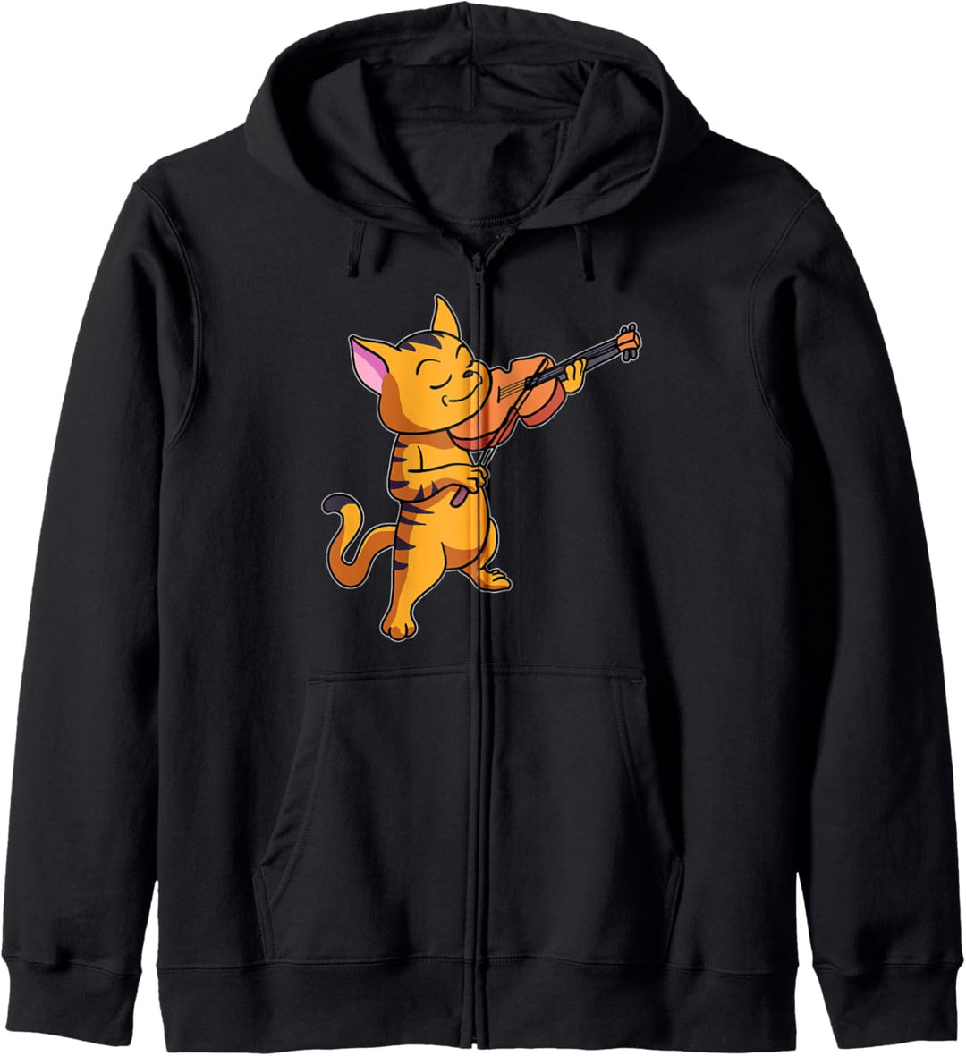 Katze spielt Saite Violine Lustig Geiger Katze Kitty Music Kapuzenjacke