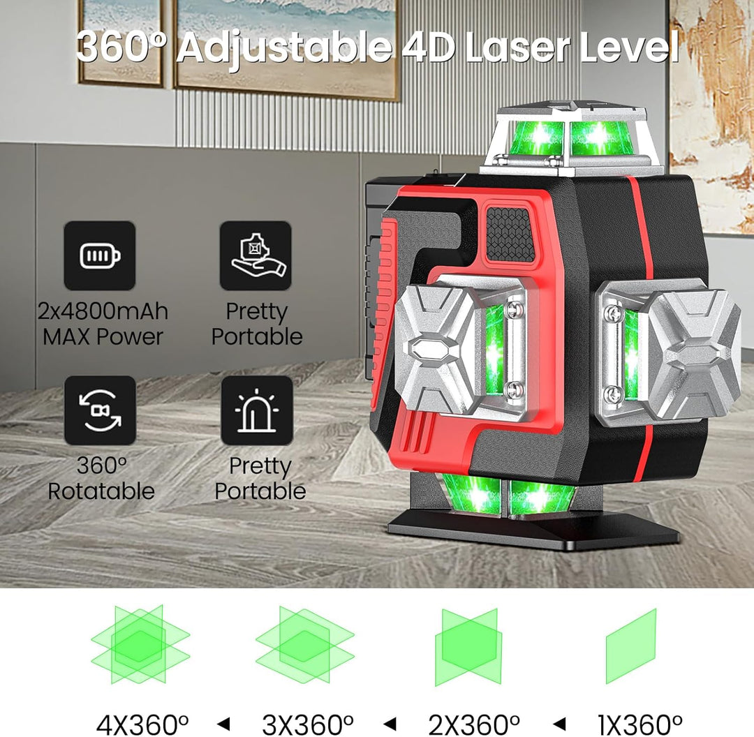Laser-Nivelliergerät, 4D 16 Linien Vertikales Horizontales Laser-Nivelliergerät Selbstnivellierend m