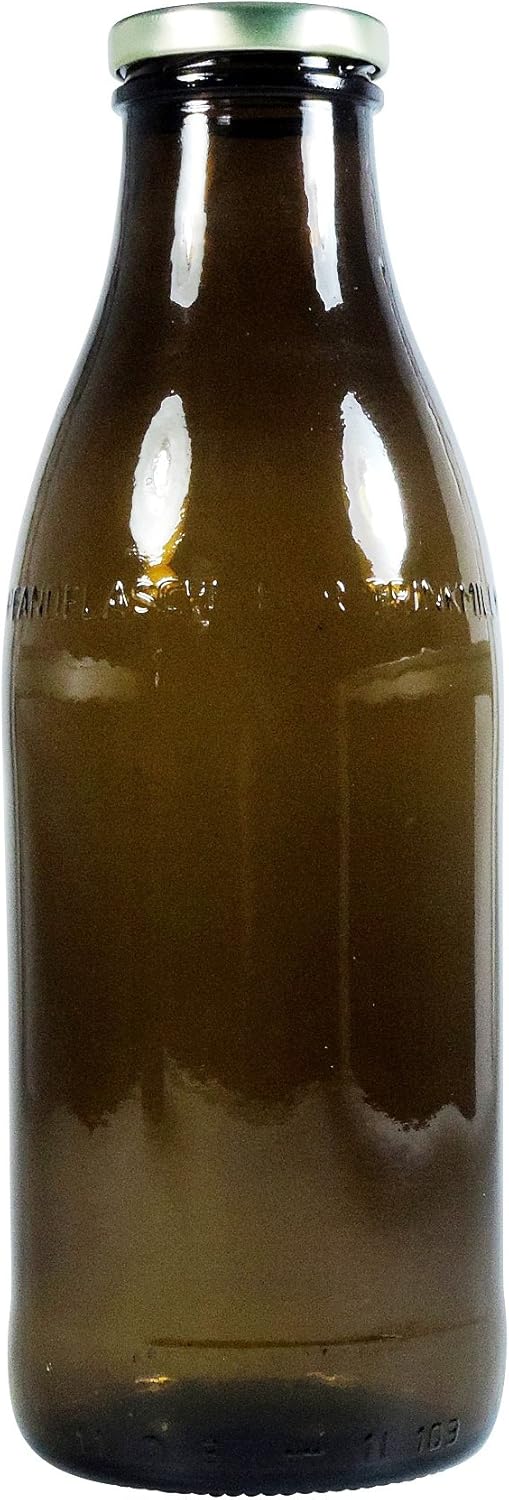 Viva-Haushaltswaren Gabriele Hesse e.K. 6 Braune Milchflaschen 1 Liter mit Schraubverschluss, Saftfl