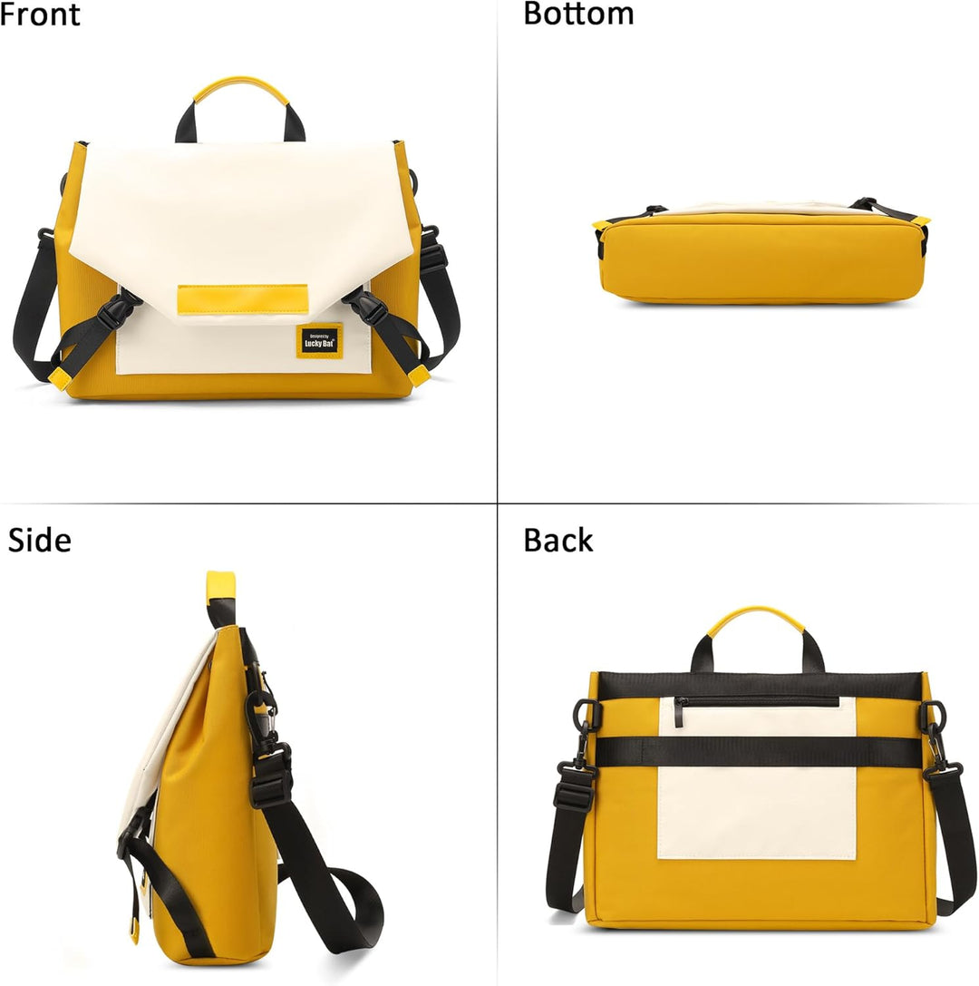 DORRISO Mode Umhängetasche Damen Herren Casual 14 Zoll Laptoptasche mit Gepäckgurt Arbeitstasche für