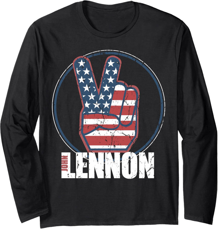 John Lennon - Rot, Weiss, Blau Peace Langarmshirt