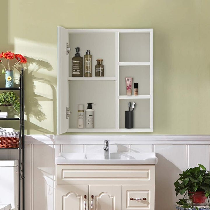 CLIPOP Badezimmer Spiegelschrank,Badezimmerschrank mit Einzeltür Verspiegelt und 2 Einlegeböden,Holz