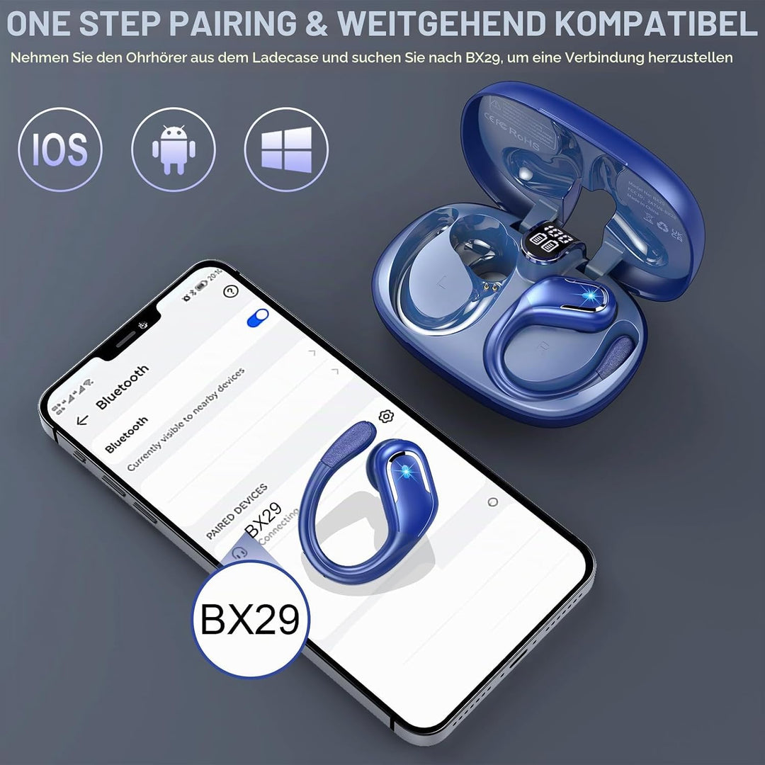 Bluetooth Kopfhörer Sport, In Ear Kopfhörer Bluetooth 5.4 mit 3D Bass HiFi-Stereo, 75Std 4 ENC Noise