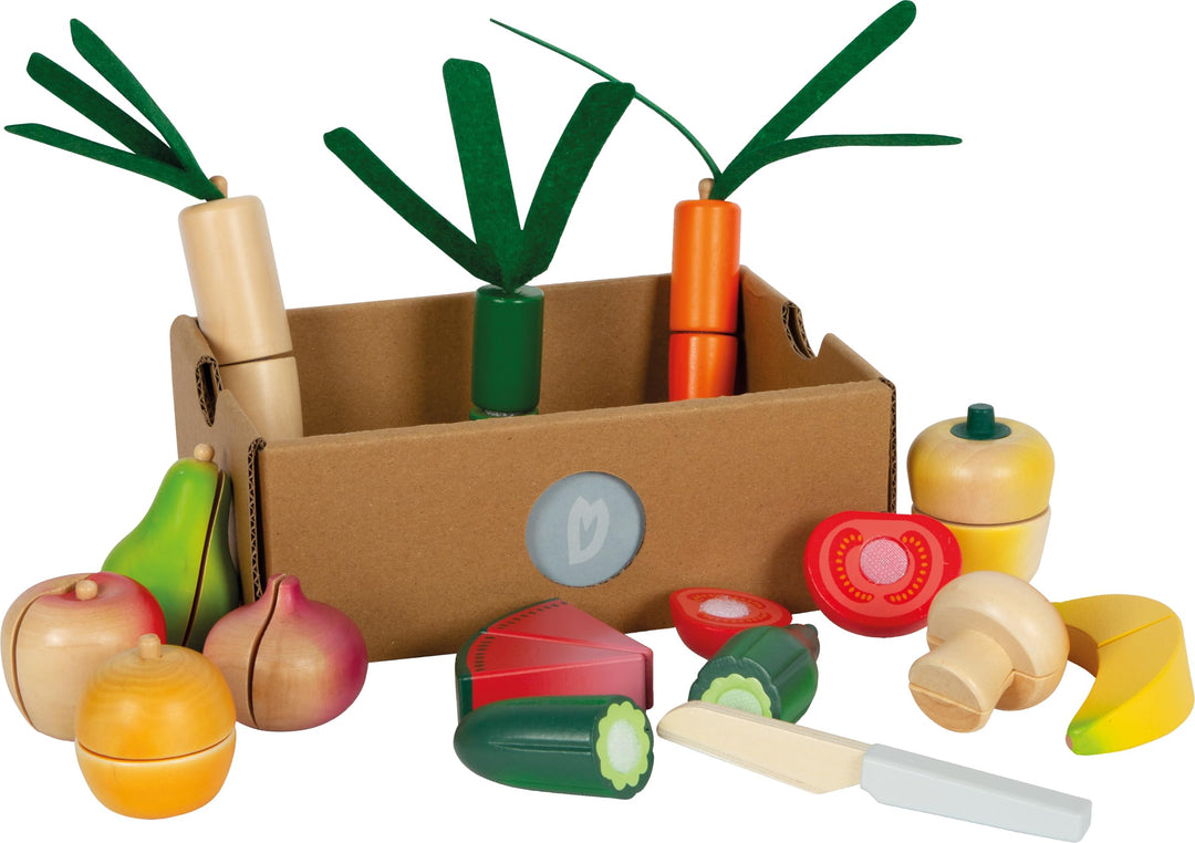 small Foot Schneide-Set Obst und Gemüse Fresh, Lebensmittel für Kinderküche, Rollenspielzeug ab 2 Ja