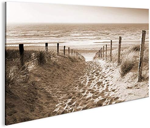 islandburner Bild Bilder auf Leinwand Weg zum Meer Sepia Nordseestrand 1p XXL Poster Leinwandbild Wa