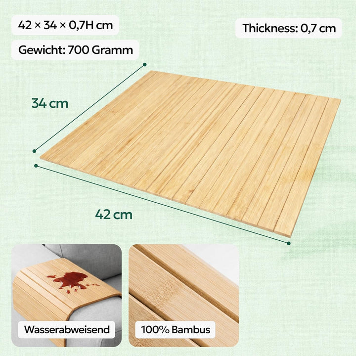 BAM BOO BOX Sofatablett aus Bambus - Couch Tablett flexibel - Sofatablett Armlehne - Sofa Tablett Ho