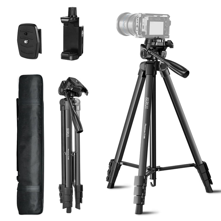 SIRUI Kamera Stativ 180cm, Aluminium Camera Tripod mit Telefonklemme Dreibein-Stative Fotostativ für