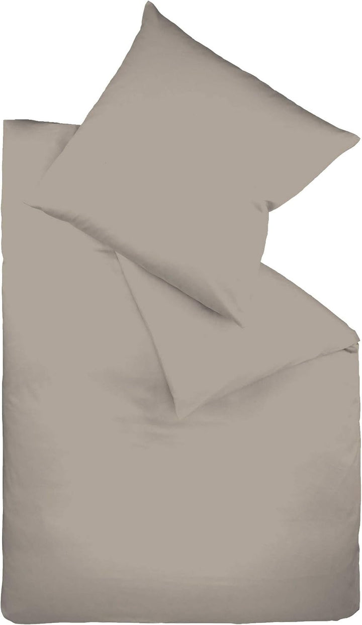 fleuresse Uni-Colours Bettwäsche-Set, Mako Satin, 100 Prozent Baumwolle, Fb. Taupe, 135 x 200 cm Bei