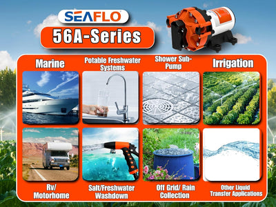 SEAFLO 12 V 56 A Serie Variable Speed Smart On Demand Marine/RV 5-Kammer-Membranpumpe