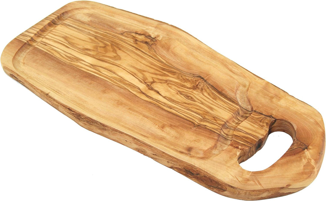 D.O.M. Steakbrett 38 cm aus Olivenholz mit Saftrille und Grifflasche