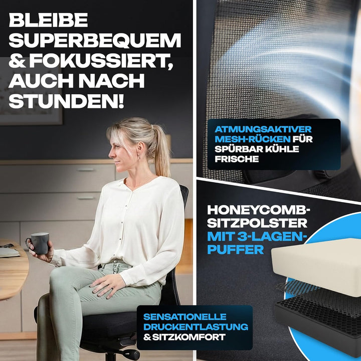 VALKENSTOL M4 Bürostuhl Ergonomisch Testsieger, Einstellbarer für maximale Bewegungsfreiheit, Rücken