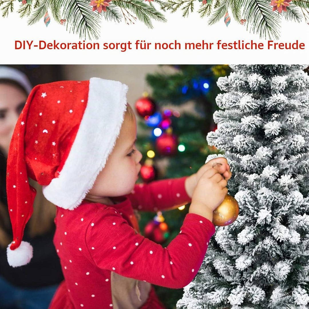 RELAX4LIFE Weisser Bleistift-Weihnachtsbaum 135/180/225 cm, Schneebedeckter Tannenbaum mit Metallstä