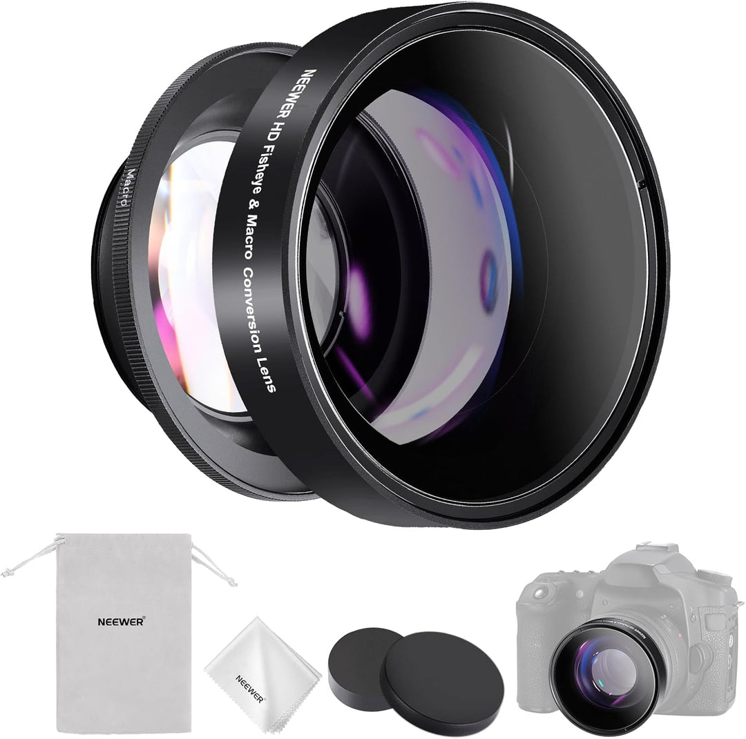 NEEWER 55mm 0,43X HD 2 in 1 Weitwinkel & Makroobjektiv, Ultraweitwinkelobjektiv mit 18mm Brennweite