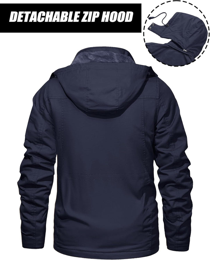 MAGCOMSEN Winterjacke Herren Warm Gefüttert Jacke Fleece Winterparka Winddicht Outdoor Übergangsjack