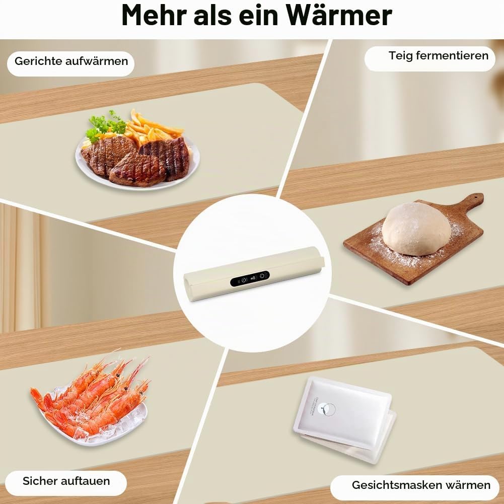Vicloon Warmhalteplatte für Speisen, Silikon Speisenwärmer, 6 Temperatur und 6 Timer-Einstellungen,