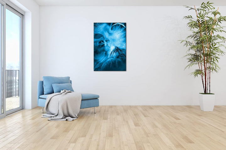 deyoli Abstraktes Raumschiff Zeichnung Format 80x60 Effekt: Monocrome Blau als Leinwandbild, Motiv f