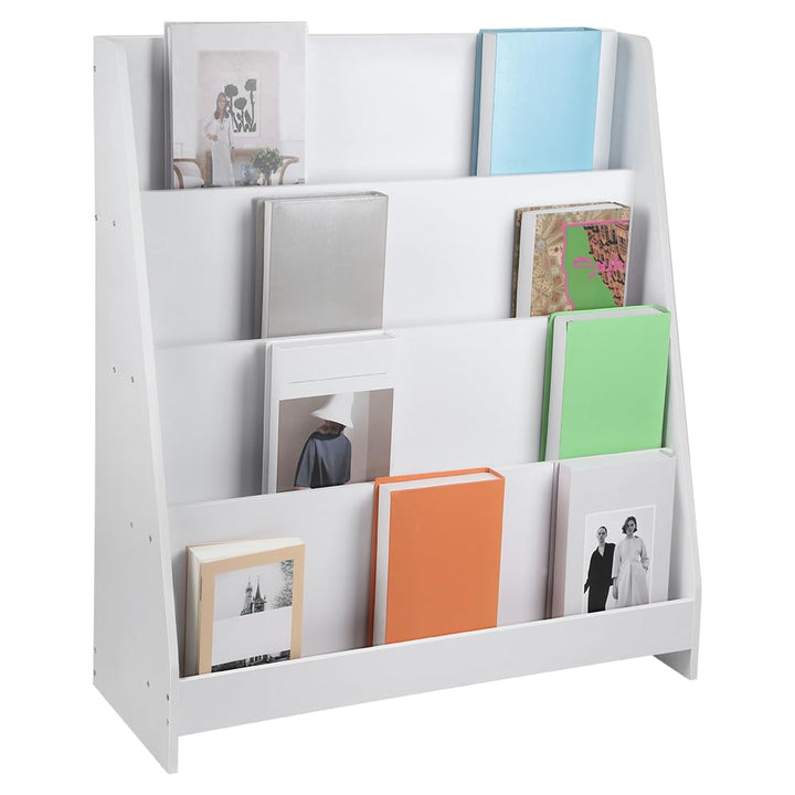 HUOLE Kinderbibliothek, Bücherregal, Spielzeugkiste mit Rädern, Kinderbücherregal aus Holz, Bücherre