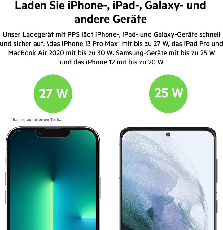 Belkin 30-W-USB-C-Ladegerät mit USB-C/Lightning-Kabel, PPS, PowerDelivery, USB-IF-zertifiziert PD 3.