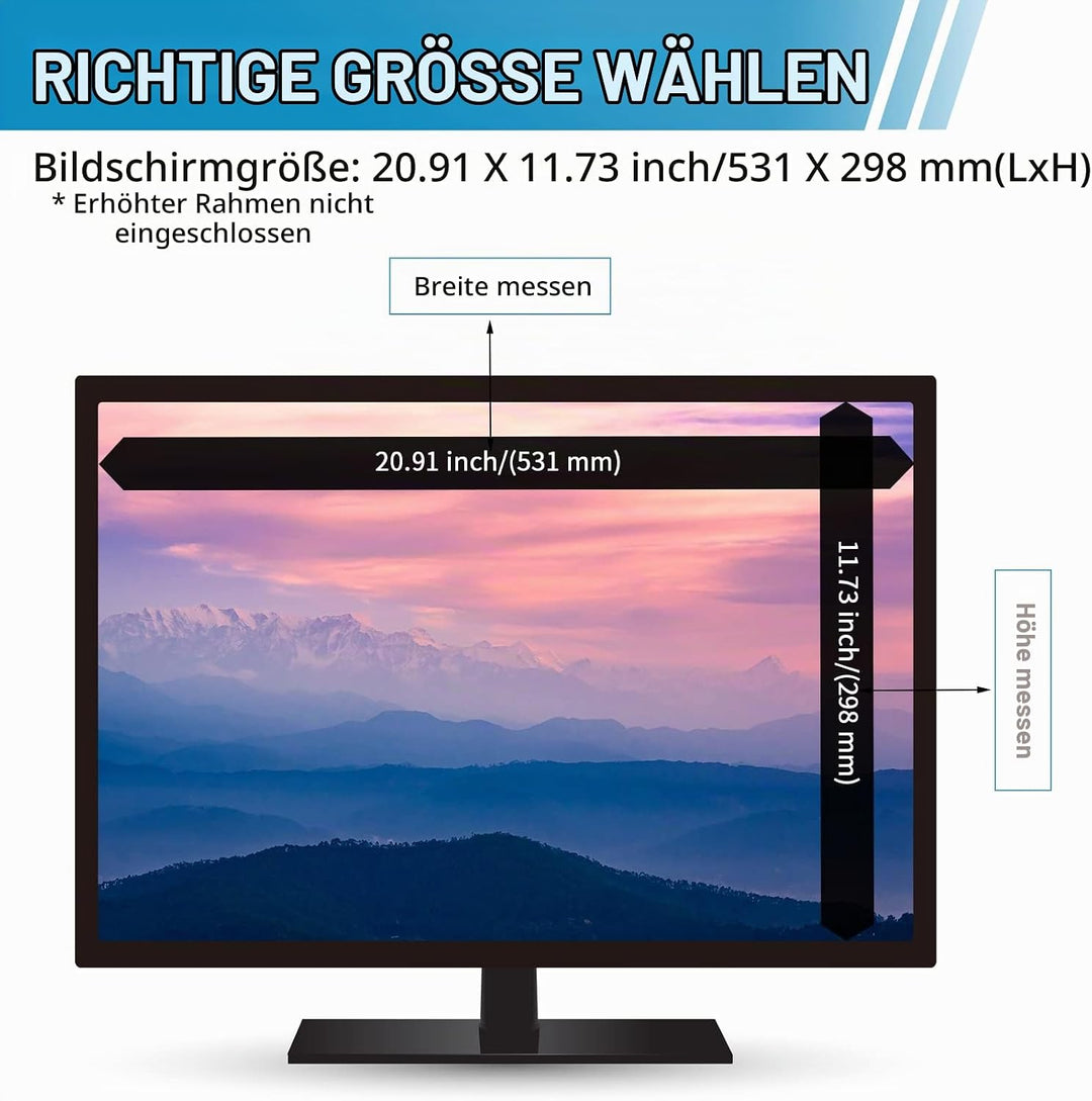 SOPPY Anti-Blaulichtfilter Displayschutzfolie für 24 Zoll Computer Monitor, Abnehmbar Premium Blauli