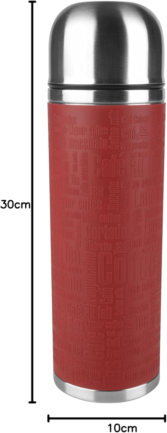 Emsa 515715 Senator Manschette Isolierflasche, Mobil geniessen, 1,0 L, Safe Loc Verschluss, rot Rot