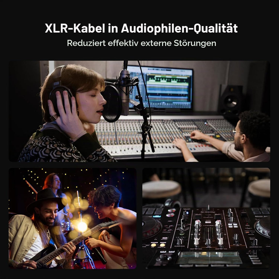 Fosi Audio XLR Kabel 1ft, 2 Pack Kabel Vorverstärker zu Endstufe, dauerhafte Abschirmung für ZA3 ZD3