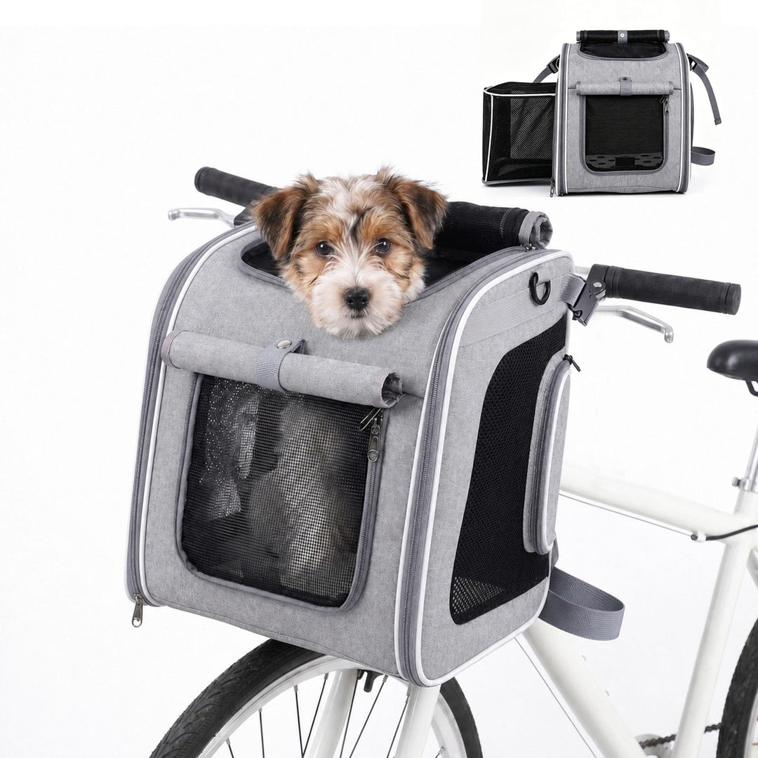 Hundefahrradkorb vorne, Faltbarer Erweiterbarer Fahrradkorb für Hunde mit Sicherheitsgurt &amp; Mesh-Fen