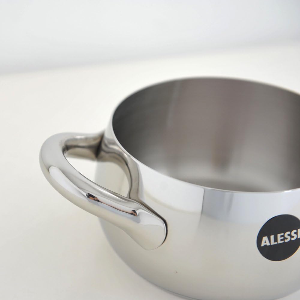 Alessi "MAMI" Kasserolle mit zwei Griffen aus Edelstahl, Silber, 16 cm Silber 16 cm, Silber 16 cm