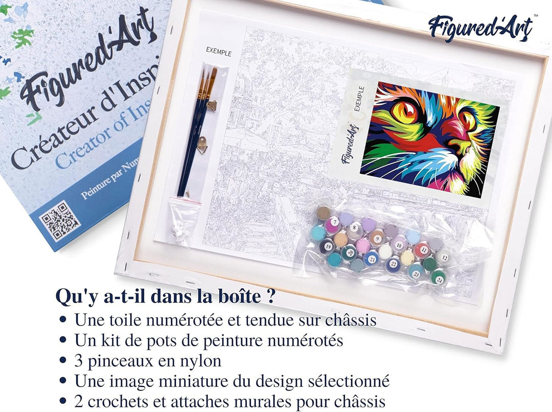 Figured'Art Malen Nach Zahlen Erwachsene Mit Rahmen Raubkatze Pop Art - Paint by Numbers Basteln DIY