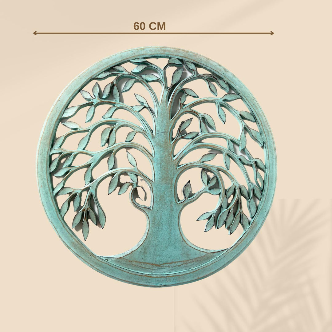 Trintura Wandbild Baum des Lebens Mandala Beringin 60cm (türkis) Lebensbaum