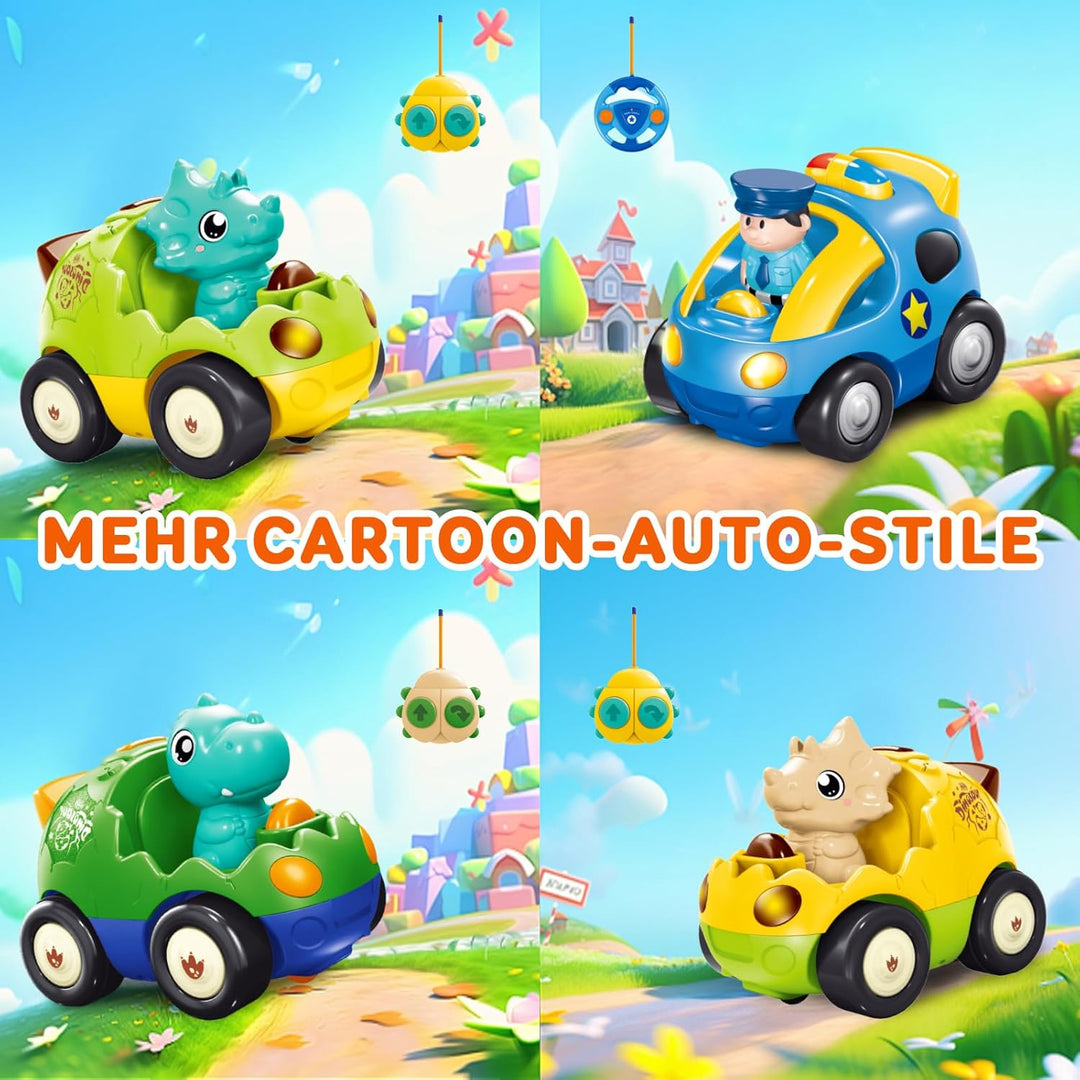 Pup Go Kleinkind Dinosaurier RC Cartoon Auto mit Musik und Lichtern, 2 austauschbare Puppen, Erste F