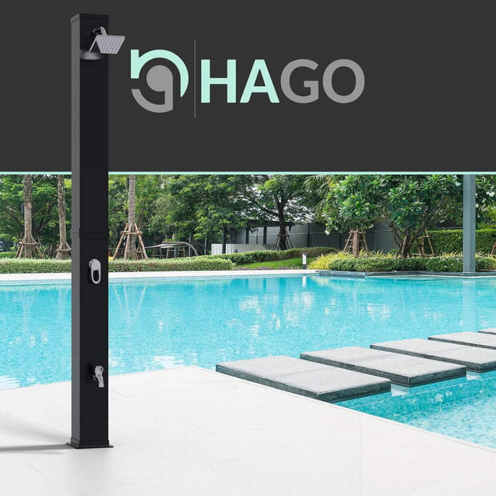 HAGO Solardusche | 40L | eckig | Schwarz | Pooldusche | Campingdusche | Gartendusche | Outdoor Fussd