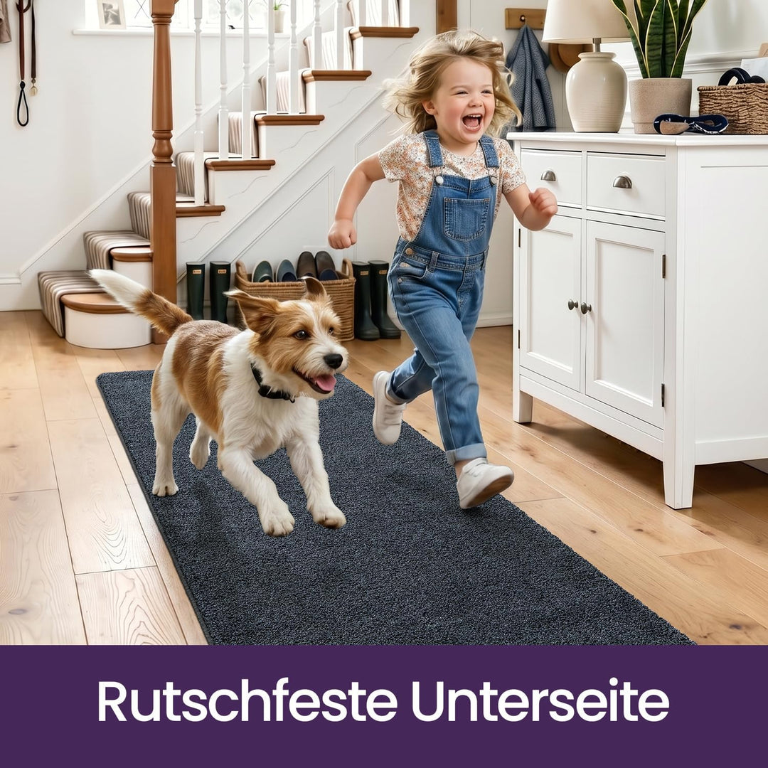 DEXI Flur Teppich Läufer 60 x 180 cm, rutschfeste Fussmatte Innen, Maschinenwaschbare Schmutzfangmat