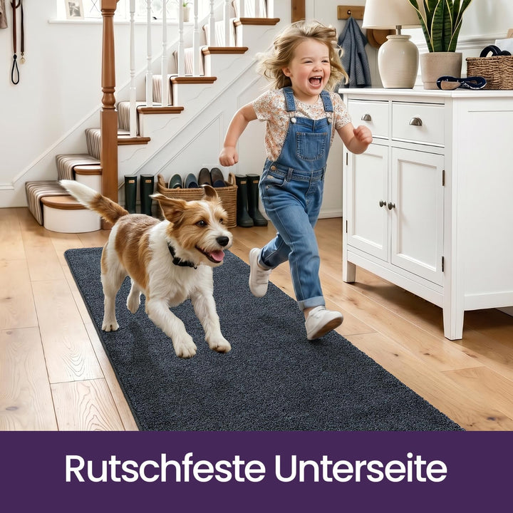 DEXI Flur Teppich Läufer 60 x 180 cm, rutschfeste Fussmatte Innen, Maschinenwaschbare Schmutzfangmat
