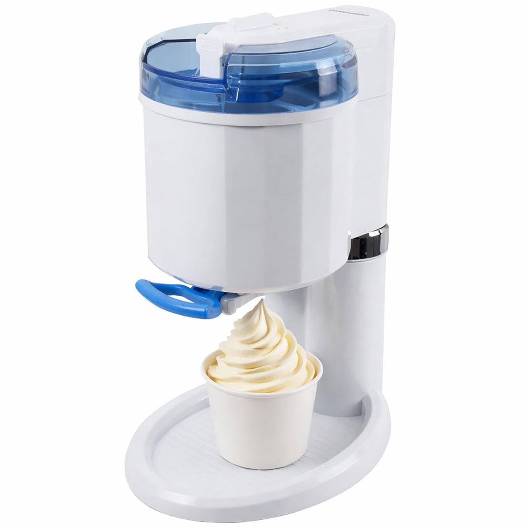 Gino Gelati GG-45W-Blue Creamy 4in1 Softeismaschine, Eismaschine, Frozen Yogurt-Milchshake Maschine,