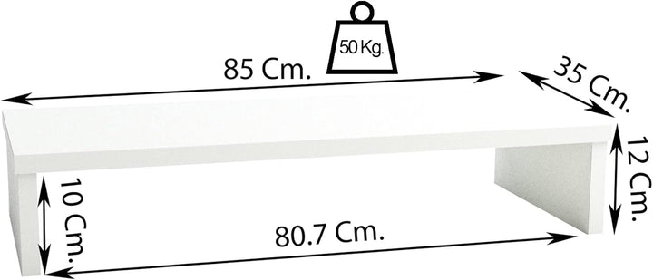 Henor TV-Ständer aus FSC® Holz, TV-Bildschirmerhöhung, 85 x 35 x 12 cm, Tragkraft 50 kg, Weiss 85x35