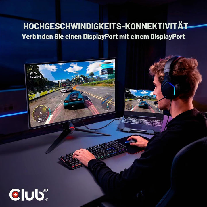 Club3D CAC-1094 DisplayPort™ 2.1 VESA DP80 zertifiziertes Kabel 8K240Hz 2m, CAC-1094