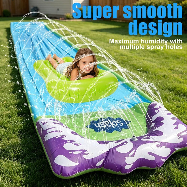 Wasserrutsche Garten, 480 x 70 cm Single Water Slide, Wasserrutschmatte mit 2 Bodyboards, Eingebaute