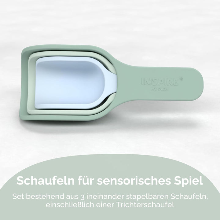 Inspire My Play – 3 x stapelbare Silikonschaufeln – Perfektes Zubehör für Sensory Play Tray – Zubehö
