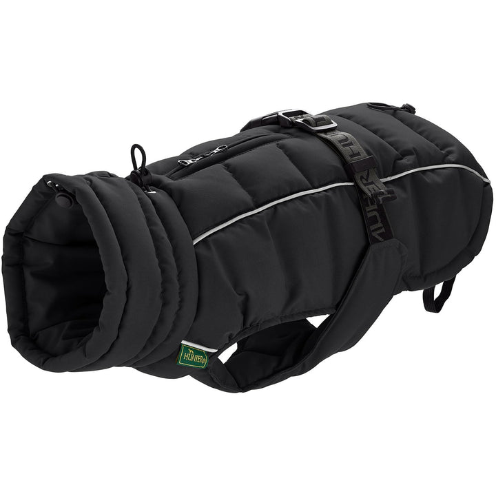 HUNTER Hundemantel Paxson, Farbe: schwarz, stylischer Puffermantel, wasserabweisend, reflektierende