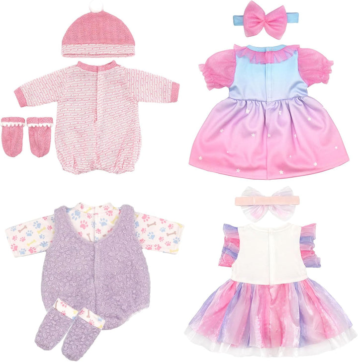 4-Packungen Puppenkleidung für 36-43 cm Baby Puppen mit Hut und Stirnband (Keine Puppe)
