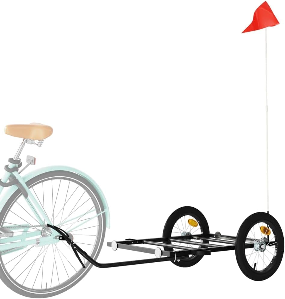 Fahrradanhänger Schwarz 122x53x Eisen mit für Lastentransport, klappbar, gefedert, mit Kupplung, Sic