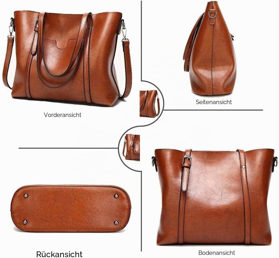 BestoU Damen Handtasche Leder Tasche Shopper Damen Handtaschen Gross Schule Schultertasche Frauen Um